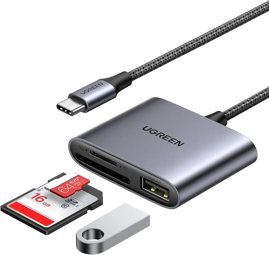 CARD READER extern Ugreen, "CM387" interfata USB Type-C, citeste/scrie: micro-SD/SD viteza pana la 480Mbps, 1 X USB 2.0, suporta carduri maxim 2 TB, aluminiu, gri "80798" - 6957303887989