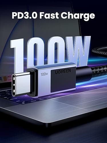 CABLU alimentare si date Ugreen, "L512", Fast Charging Data Cable pt. smartphone, USB Type-C la USB Type-C 100W, 1m, negru "45063" - 6941876240630 — miniatură