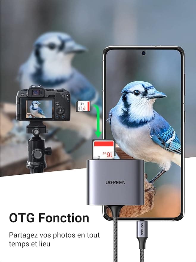 CARD READER extern Ugreen, "CM387" interfata USB Type-C, citeste/scrie: micro-SD/SD viteza pana la 480Mbps, 1 X USB 2.0, suporta carduri maxim 2 TB, aluminiu, gri "80798" - 6957303887989 — miniatură