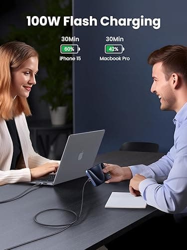 CABLU alimentare si date Ugreen, "L512", Fast Charging Data Cable pt. smartphone, USB Type-C la USB Type-C 100W, 1m, negru "45063" - 6941876240630 — miniatură