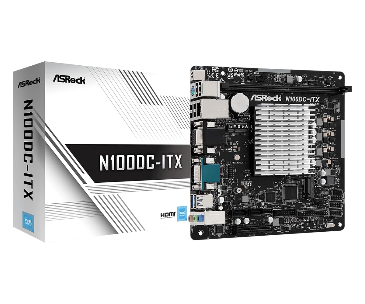 Placa de baza ASRock N100DC-ITX Intel N100 CPU(3,4GHz) mATX HDMI/VGA DDR4 retail "90-MXBLM0-A0UAYZ"