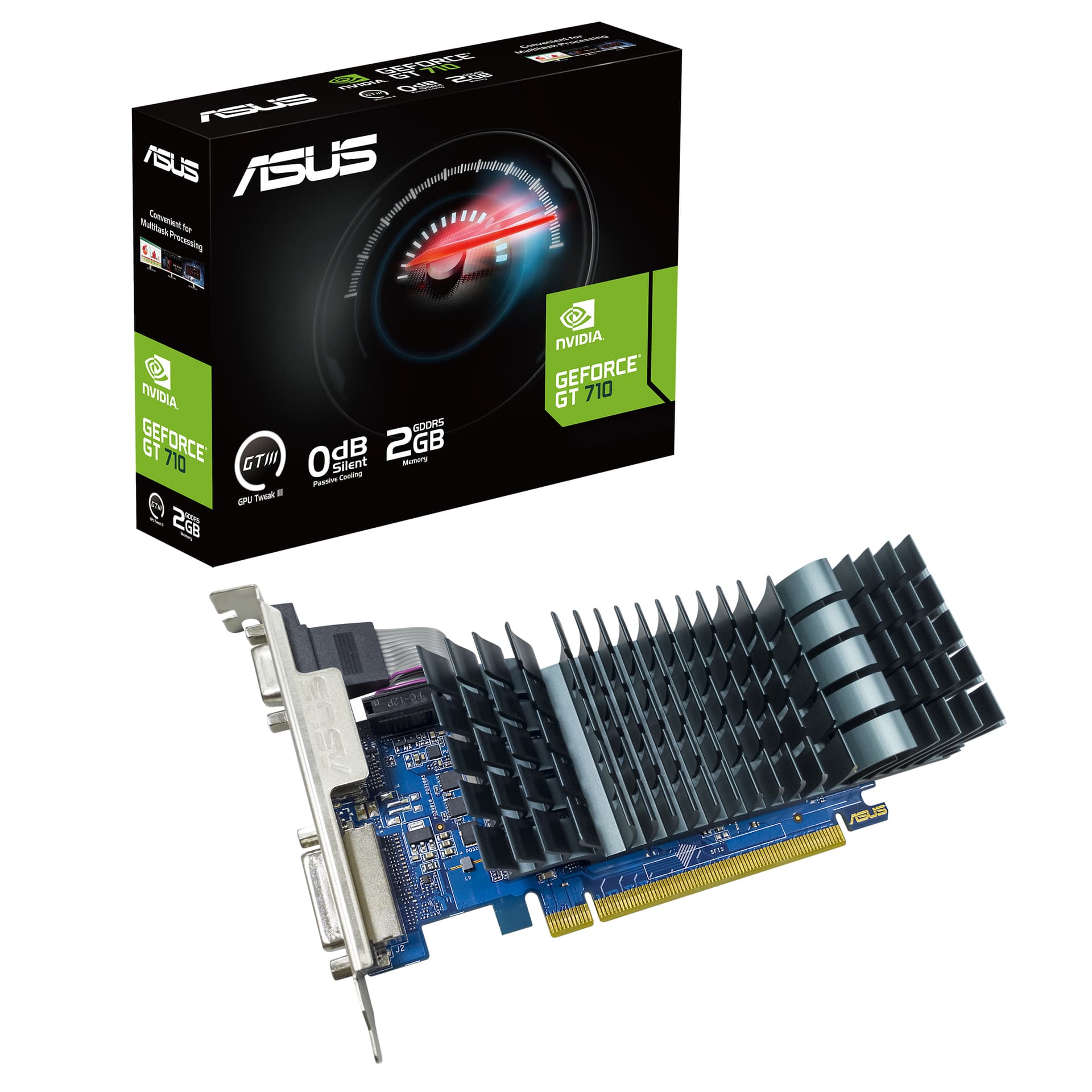 Placa video ASUS GT710-SL-2GD5-BRK-EVO 2GB GDDR5 HDMI DVI-D LP "90YV0ALA-M0NA00" — miniatură
