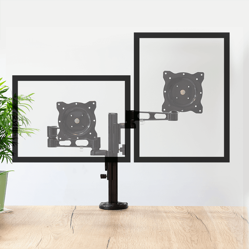 SUPORT de birou LOGILINK, pt 2 TV/monitor plat, diag. max 26 inch, rotatie, inclinare, pivotare, orizontala, verticala, totala, max 5 Kg x 2, negru, "BP0074" — miniatură