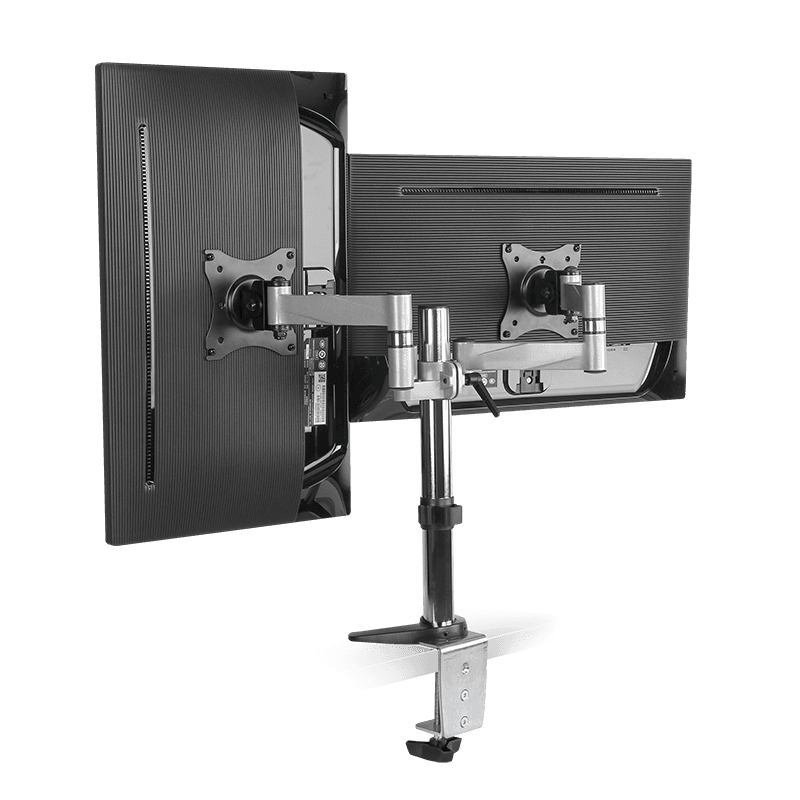 SUPORT de birou LOGILINK, pt 2 TV/monitor plat, diag. max 27 inch, rotatie, inclinare, pivotare, orizontala, verticala, totala, max 8 Kg x 2, negru-gri, "BP0077" — miniatură