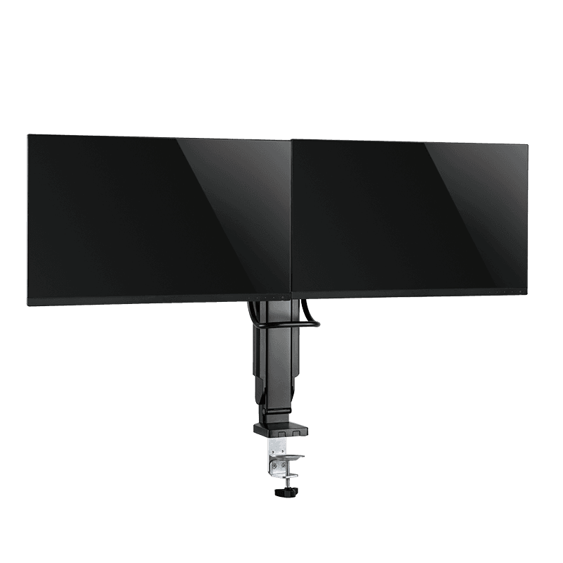 SUPORT de birou LOGILINK, pt 2 TV/monitor plat, curbat, diag. max 27 inch, rotatie, inclinare, pivotare, orizontala, verticala, max 6.5 Kg x 2, negru, "BP0102" — miniatură