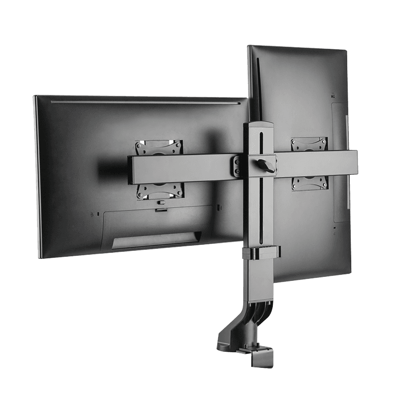 SUPORT de birou LOGILINK, pt 2 TV/monitor plat, curbat, diag. max 27 inch, rotatie, inclinare, pivotare, orizontala, verticala, max 7 Kg x 2, negru, "BP0160" — miniatură