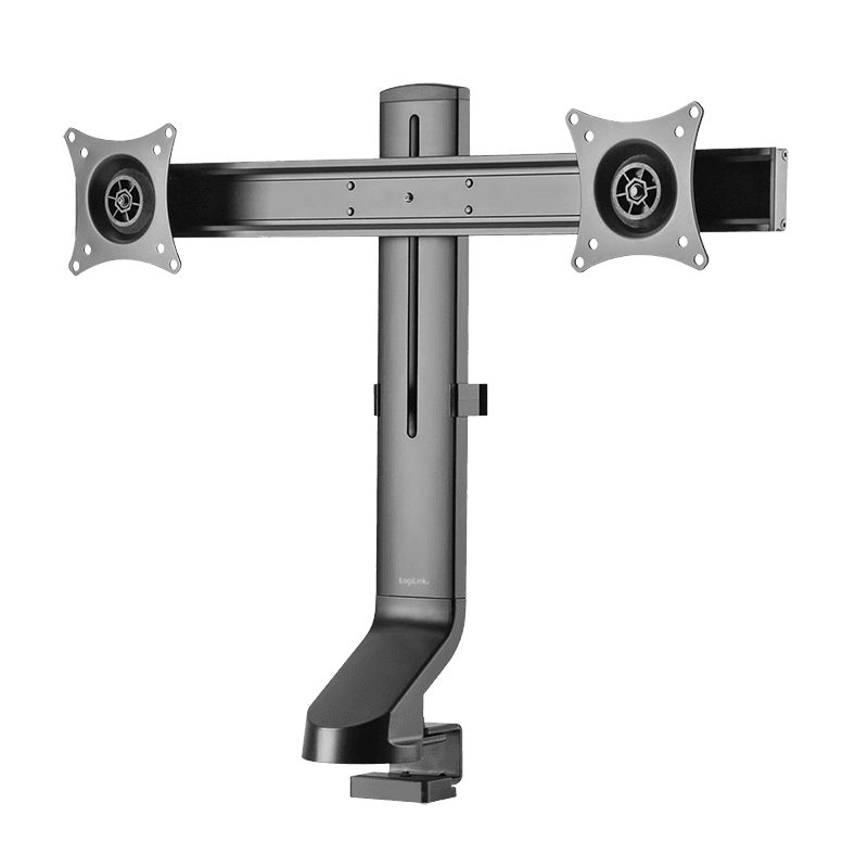 SUPORT de birou LOGILINK, pt 2 TV/monitor plat, curbat, diag. max 27 inch, rotatie, inclinare, pivotare, orizontala, verticala, max 7 Kg x 2, negru, "BP0160" — miniatură