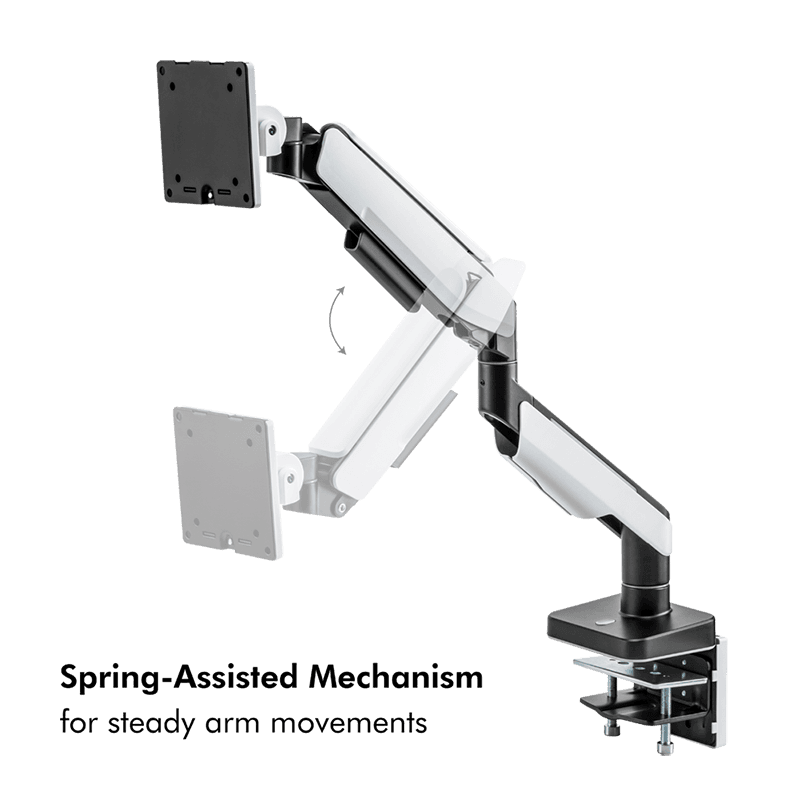 SUPORT de birou LOGILINK, pt 1 TV/monitor plat, diag. max 49 inch, rotatie, inclinare, orizontala, verticala, max 20 Kg, gas spring, negru-gri, "BP0162" — miniatură