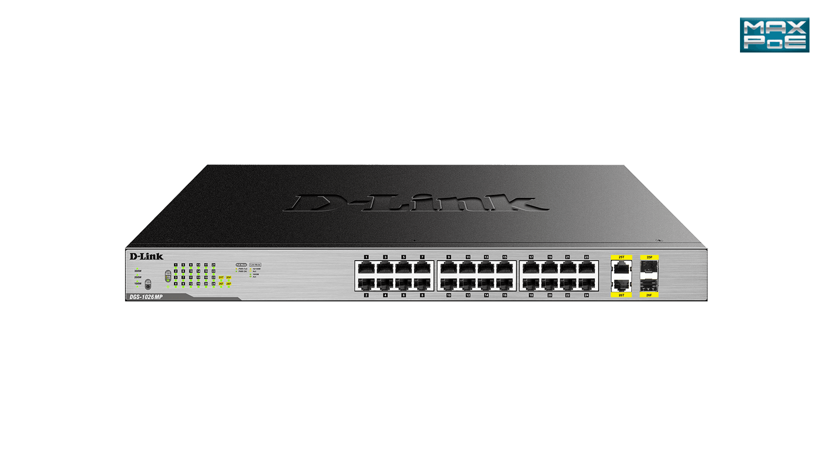 SWITCH D-LINK 26 porturi Gigabit max POE, IEEE 802.3at PoE+, buget maxim 370W, carcasa metal. "DGS-1026MP"