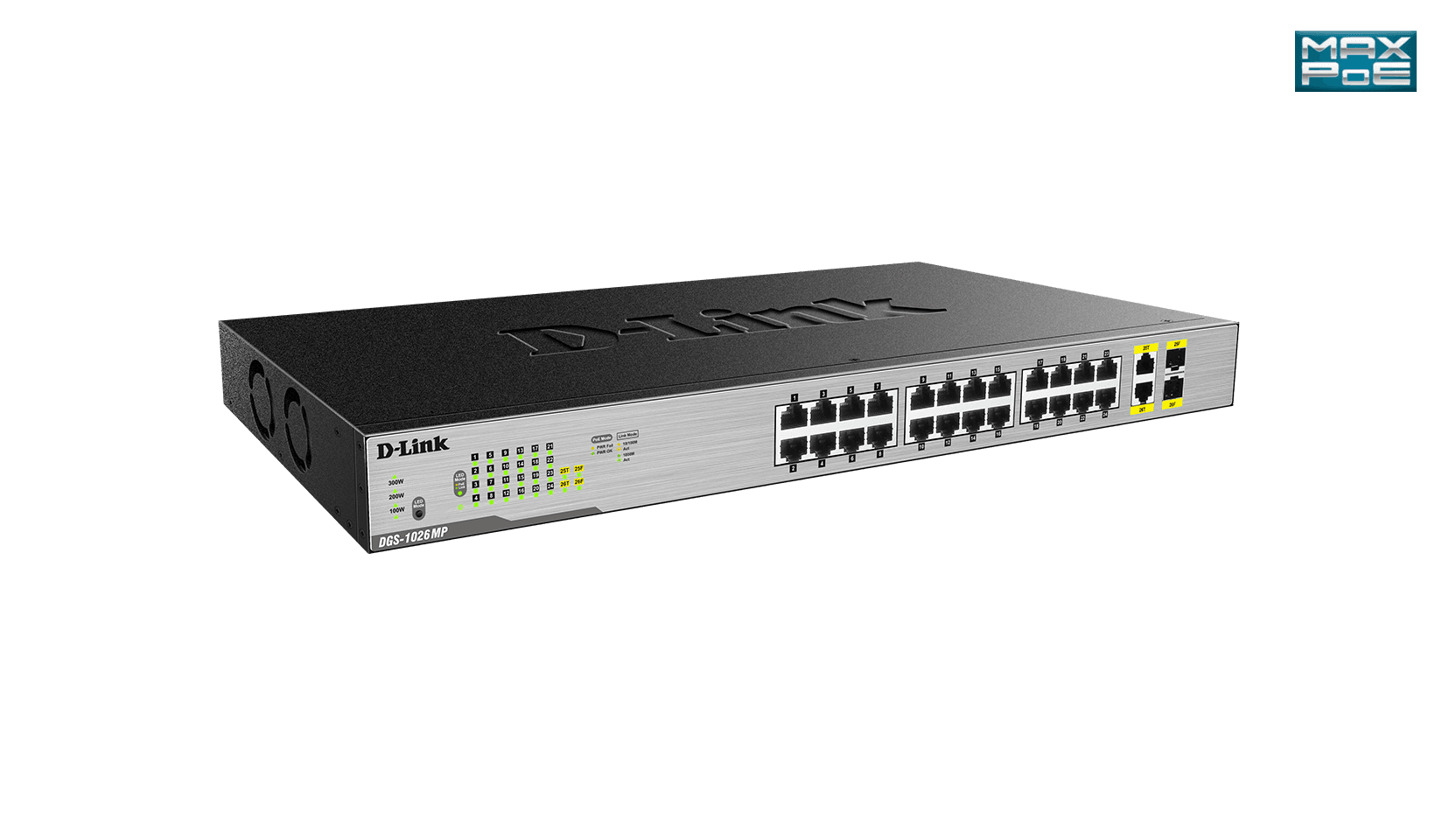 SWITCH D-LINK 26 porturi Gigabit max POE, IEEE 802.3at PoE+, buget maxim 370W, carcasa metal. "DGS-1026MP" — miniatură
