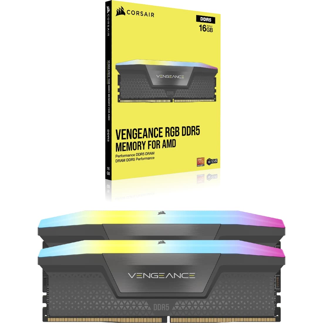 Corsair Memorie DDR5, 64GB, KIT 2x32GB, 6000MT/s, C38, 1.35V, XMP&EXPO, Negru, RGB, Vengeance "CMH64GX5M2B6000Z38" — miniatură