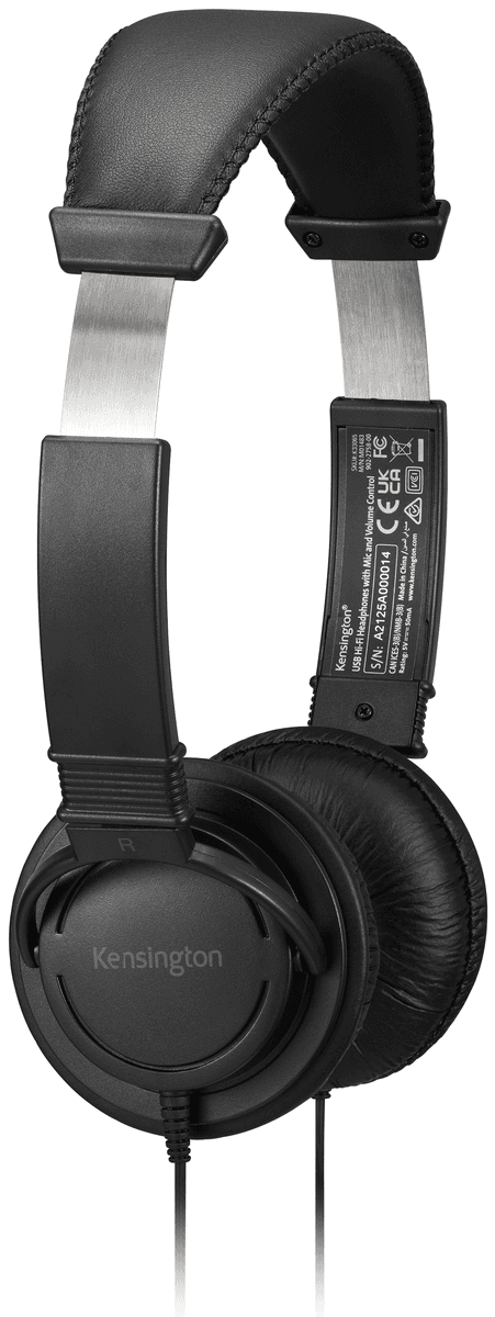 CASTI Kensington, cu fir, standard, utilizare multimedia, call center, microfon pe casca, noise-canceling, conectare prin USB 2.0, cablu 1.8m, negru, "K33065WW" — miniatură