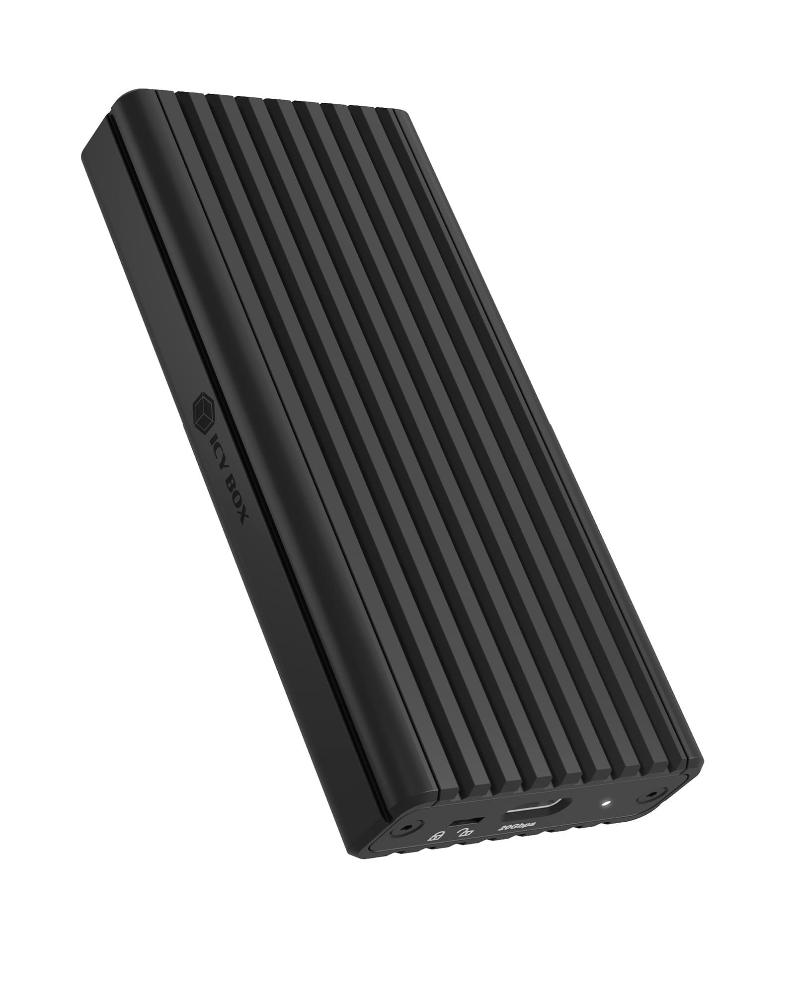 RACK Icy Box SSD, M.2 PCIe (NVMe) 30/42/60/80 mm, thermal pad, toolless cover, write orotection switch, USB 3.2 Gen2x2 Type-C, aluminiu, negru, "IB-1917M-C32a"