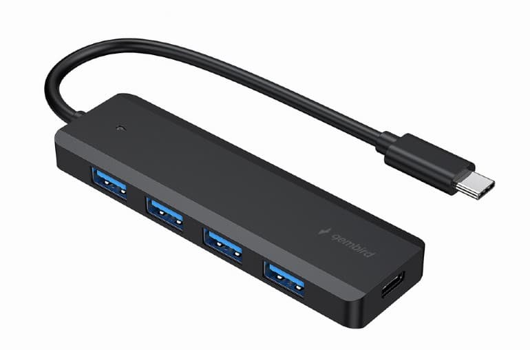 HUB extern GEMBIRD, porturi USB: USB-A 3.1 x 4, conectare prin USB Type-C, cablu 0.15 m, negru, "UHB-CM-U3P4P-01"