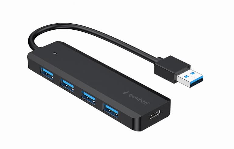 HUB extern GEMBIRD, porturi USB: USB-A 3.1 x 4, conectare prin USB-A 3.1, cablu 0.15 m, negru, "UHB-U3P4P-02"