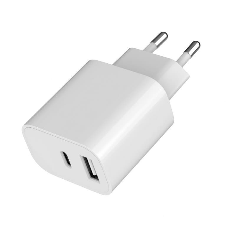 ALIMENTATOR retea 220V GEMBIRD, universal, 1 x USB Type-C 2.4A, 1 x USB-A maxim 2.4A, protectie: scurtcircuit, supraincarcare, alb, "TA-UC-2AC12-01" — miniatură