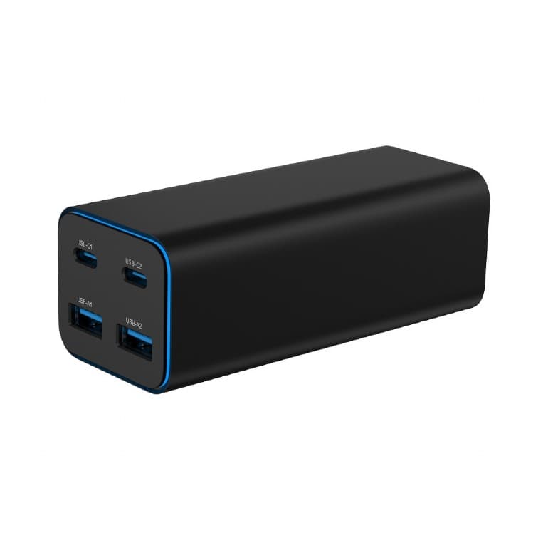 ALIMENTATOR retea 220V GEMBIRD, universal, 2 x USB-A + 2 x USB-C 3A, max. 100W PD GaN, protectie: scurtcircuit, supraincarcare, supratensiune, supraincalzire, cablu 1.5m, negru, "TA-UC-2A2C-PD100-01-BK" — miniatură