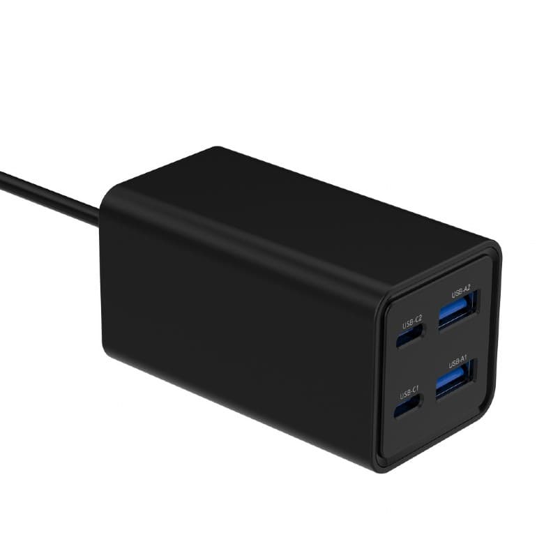 ALIMENTATOR retea 220V GEMBIRD, universal, 2 x USB-A + 2 x USB-C 3A, max. 65W PD GaN, protectie: scurtcircuit, supraincarcare, supratensiune, supraincalzire, cablu 1.5m, negru, "TA-UC-2A2C-PD65-01-BK" — miniatură