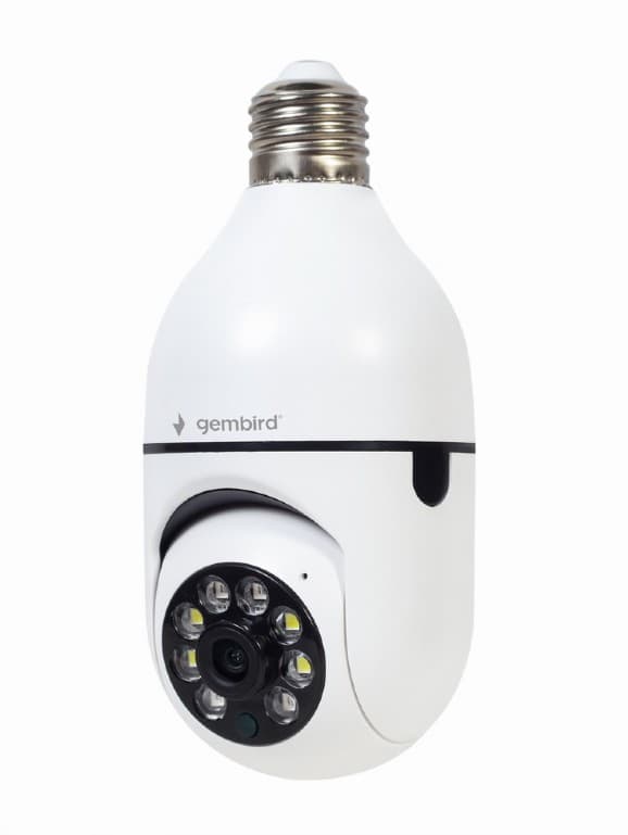 CAMERA IP GEMBIRD, pt. interior, CMOS 2 Mpx, lentile 3.6mm, wi-fi, rezolutie FullHD 1920x1080, video H.264 AVI, microfon, rotatie 355 gr, inclinare 120 gr, carcasa plastic, slot microSD card, Tuya, E27 socket — miniatură