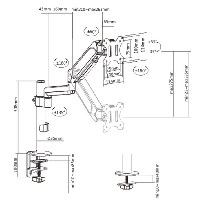 SUPORT de birou Gembird, pt 1 TV/monitor plat, diag. max 17-32 inch, rotatie, inclinare, pivotare, max 9 kg, "MA-DA1P-01" — miniatură