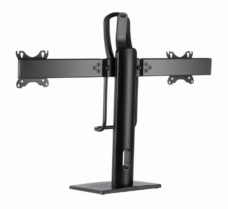 SUPORT de birou Gembird, pt 2 TV/monitor plat, diag. max 17-27 inch, rotatie, inclinare, pivotare, max 6 kg, inaltime 245-400mm, "MS-D2-01" — miniatură