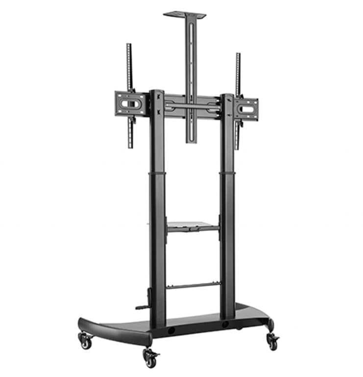 SUPORT de podea GEMBIRD, pt 1 TV/monitor, diag. max 60" - 100", max 100 kg, raft max 5 Kg, inclinare, roti, 1220x710x1920-2320mm, black, "TVS-100T-02" — miniatură