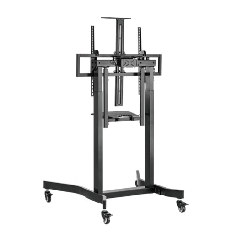 SUPORT de podea GEMBIRD, pt 1 TV/monitor, diag. max 55" - 100", max 120 kg, raft max 5 Kg, inclinare, roti, 1075x970x1445-2320mm, black, "TVS-100T-01" — miniatură