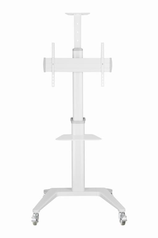SUPORT de podea GEMBIRD, pt 1 TV/monitor, diag. max 37" - 70", max 70 kg, raft max 5 Kg, inclinare +5~-12 gr, rotatie 0-90 gr, roti, 772x648x2157mm, white, "TVS-70T-02-W"