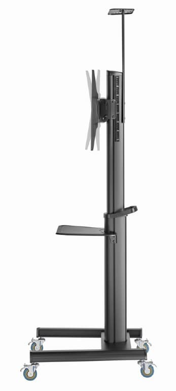 SUPORT de podea GEMBIRD, pt 1 TV/monitor, diag. max 37" - 70", max 70 kg, raft max 5 Kg, inclinare +5~-12 gr, rotatie 0-90 gr, roti, 772x648x2157mm, black, "TVS-70T-02" — miniatură