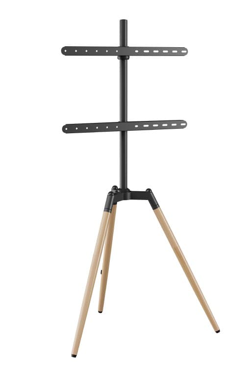 SUPORT de podea GEMBIRD, pt 1 TV/monitor, diag. max 32" - 65", max 32 kg, rotire +/-70 gr, tripod, 750x550x1455mm, inaltime 1155-1410mm, black&wood, "TVS-65S-01"