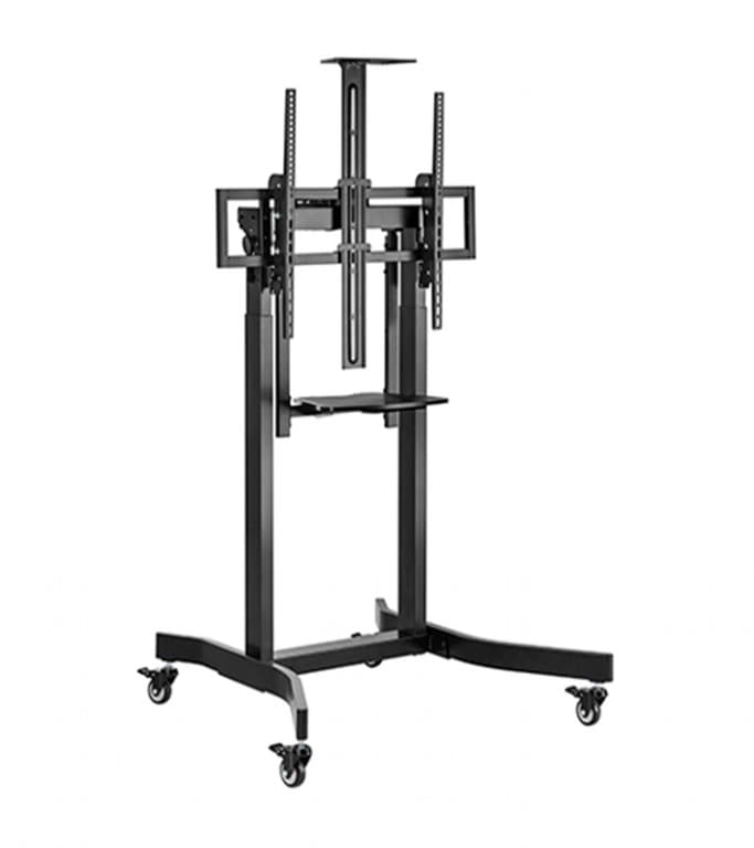 SUPORT de podea GEMBIRD, pt 1 TV/monitor, diag. max 55" - 100", max 120 kg, raft max 5 Kg, inclinare, roti, 1075x970x1445-2320mm, black, "TVS-100T-01" — miniatură