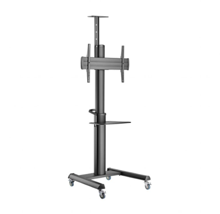 SUPORT de podea GEMBIRD, pt 1 TV/monitor, diag. max 37" - 70", max 70 kg, raft max 5 Kg, inclinare +5~-12 gr, rotatie 0-90 gr, roti, 772x648x2157mm, black, "TVS-70T-02"