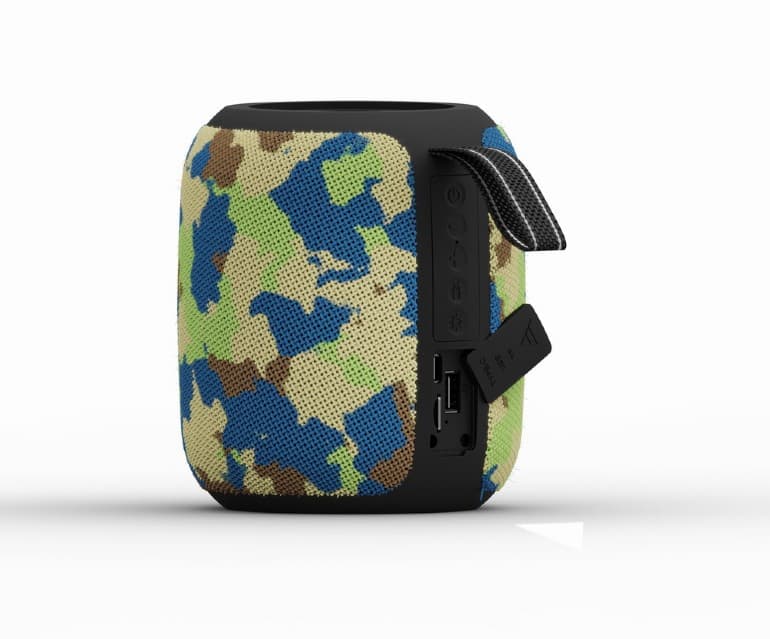 BOXE GEMBIRD portabile bluetooth, RMS: 8W, baterie 1200mAh, microSD, USB, FM-radio, LED light, suport functie TWS, BT v5.3, 110x110x129mm, 450 grame, camo, "SPK-BT-LED-05-CM" — miniatură