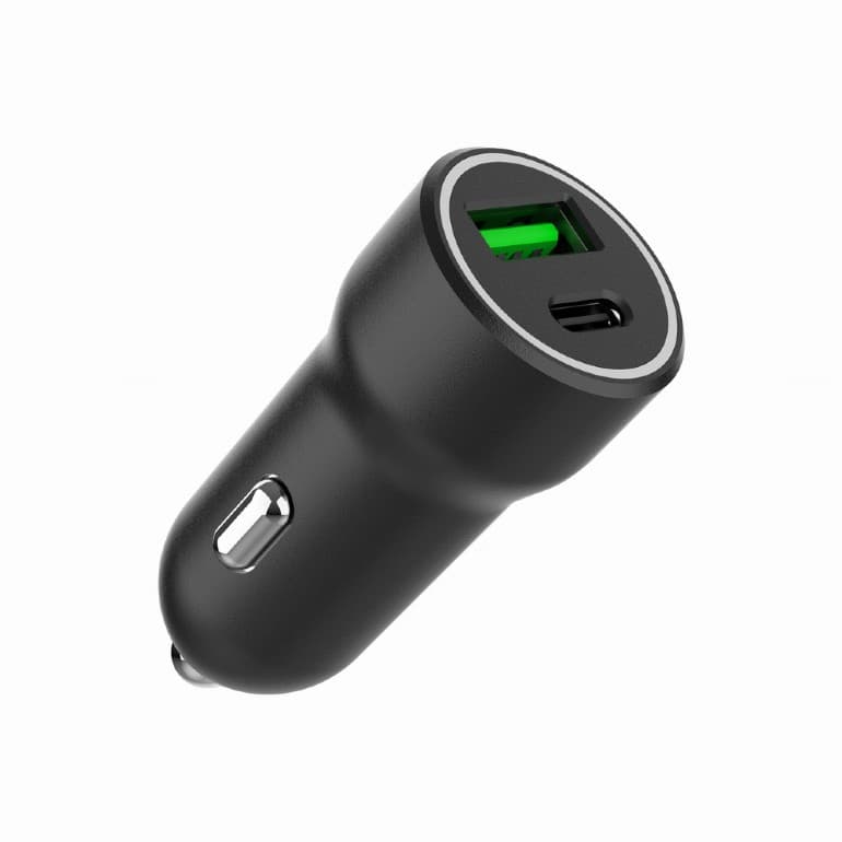 ALIMENTATOR auto GEMBIRD, 1 x USB-A QC max 18W + 1 x USB-C PD max 20W, pt. bricheta auto, black, "TA-UC-A2PDQC20-CAR-01" — miniatură