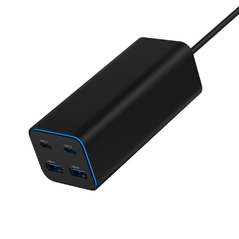 ALIMENTATOR retea 220V GEMBIRD, universal, 2 x USB-A + 2 x USB-C 3A, max. 100W PD GaN, protectie: scurtcircuit, supraincarcare, supratensiune, supraincalzire, cablu 1.5m, negru, "TA-UC-2A2C-PD100-01-BK" — miniatură