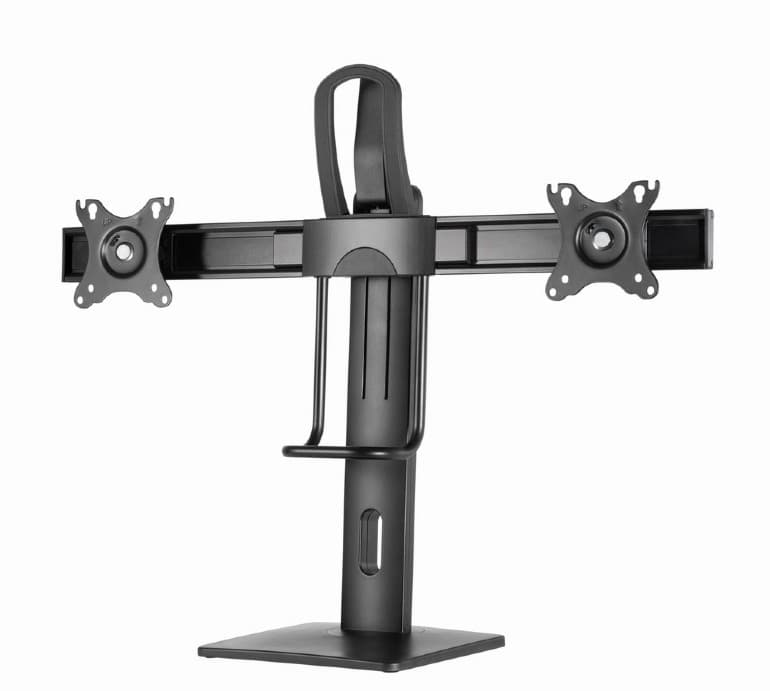 SUPORT de birou Gembird, pt 2 TV/monitor plat, diag. max 17-27 inch, rotatie, inclinare, pivotare, max 6 kg, inaltime 245-400mm, "MS-D2-01" — miniatură
