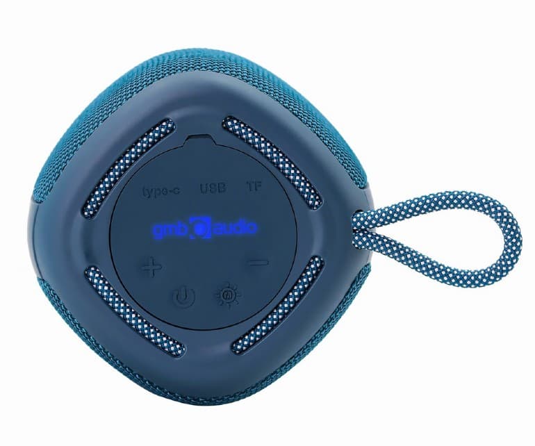 BOXE GEMBIRD portabile bluetooth, RMS: 5W, baterie 1200mAh, microSD, USB, FM-radio, LED light, BT v5.1, 111x111x134mm, 530 grame, blue, "SPK-BT-LED-03-B" — miniatură