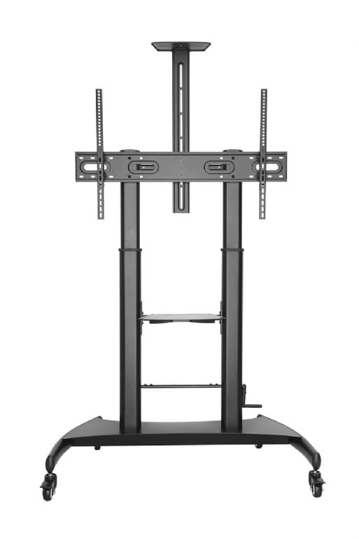 SUPORT de podea GEMBIRD, pt 1 TV/monitor, diag. max 60" - 100", max 100 kg, raft max 5 Kg, inclinare, roti, 1220x710x1920-2320mm, black, "TVS-100T-02"