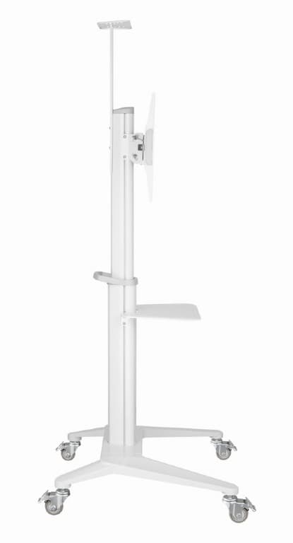SUPORT de podea GEMBIRD, pt 1 TV/monitor, diag. max 37" - 70", max 70 kg, raft max 5 Kg, inclinare +5~-12 gr, rotatie 0-90 gr, roti, 772x648x2157mm, white, "TVS-70T-02-W" — miniatură