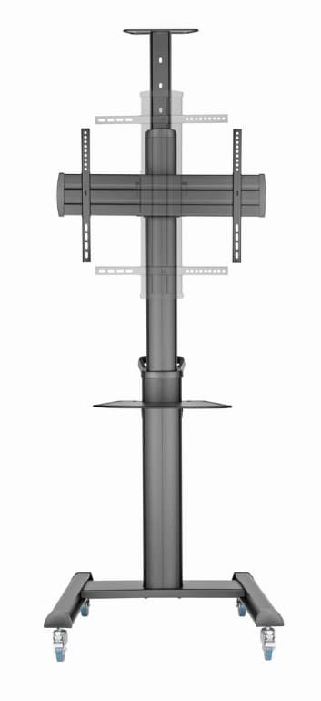 SUPORT de podea GEMBIRD, pt 1 TV/monitor, diag. max 37" - 70", max 70 kg, raft max 5 Kg, inclinare +5~-12 gr, rotatie 0-90 gr, roti, 772x648x2157mm, black, "TVS-70T-02" — miniatură