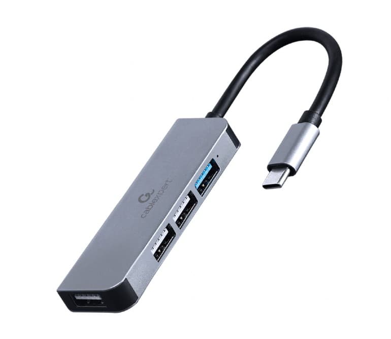 HUB extern GEMBIRD, porturi USB: USB-A 2.0 x 3, USB-A 3.1 x 1, conectare prin USB-A 3.1, cablu 0.12 m, argintiu, "UHB-U3P1U2P3-01"