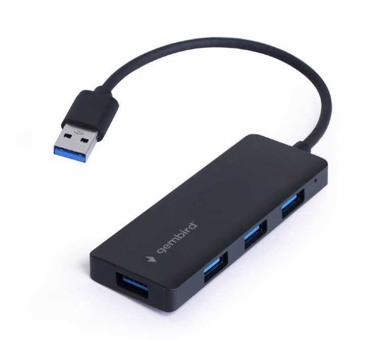 HUB extern GEMBIRD, porturi USB: USB-A 3.1 x 4, conectare prin USB-A 3.1, cablu 0.15 m, negru, "UHB-U3P4-03" — miniatură