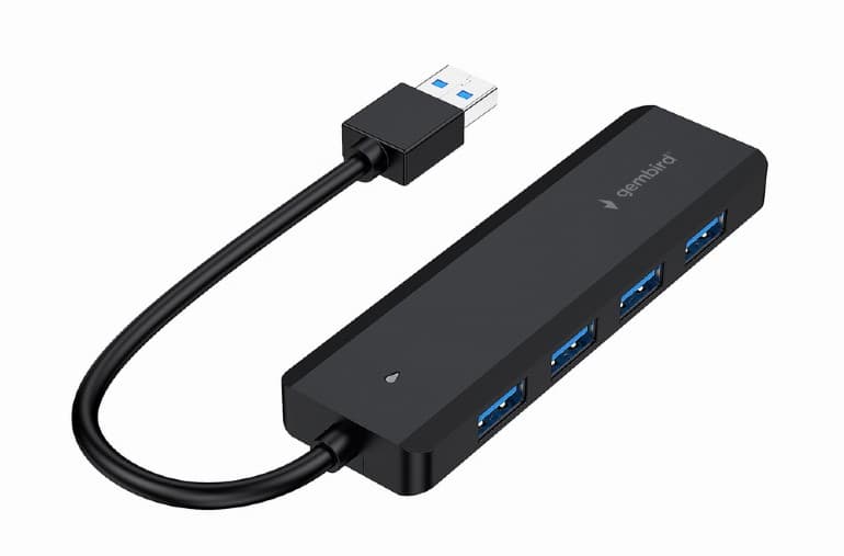 HUB extern GEMBIRD, porturi USB: USB-A 3.1 x 4, conectare prin USB-A 3.1, cablu 0.15 m, negru, "UHB-U3P4P-02" — miniatură