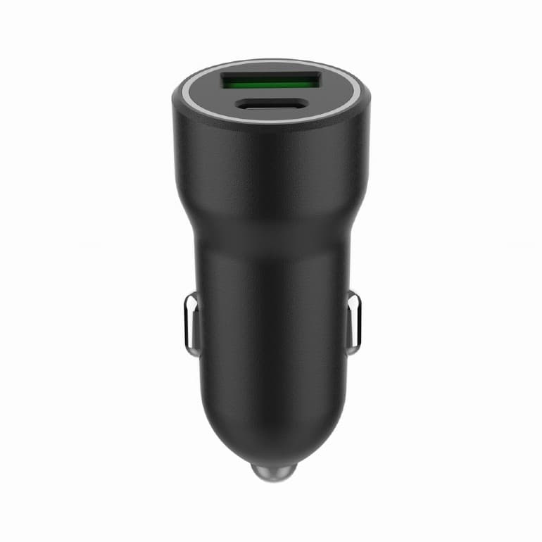 ALIMENTATOR auto GEMBIRD, 1 x USB-A QC max 18W + 1 x USB-C PD max 20W, pt. bricheta auto, black, "TA-UC-A2PDQC20-CAR-01" — miniatură