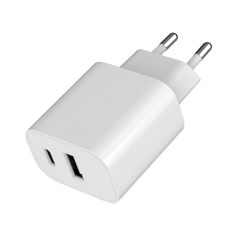 ALIMENTATOR retea 220V GEMBIRD, universal, 1 x USB Type-C 2.4A, 1 x USB-A maxim 2.4A, protectie: scurtcircuit, supraincarcare, alb, "TA-UC-2AC12-01" — miniatură