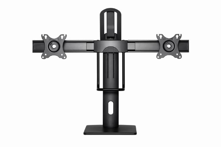SUPORT de birou Gembird, pt 2 TV/monitor plat, diag. max 17-27 inch, rotatie, inclinare, pivotare, max 6 kg, inaltime 245-400mm, "MS-D2-01" — miniatură
