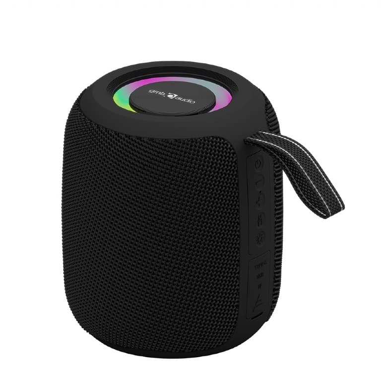 BOXE GEMBIRD portabile bluetooth, RMS: 8W, baterie 1200mAh, microSD, USB, FM-radio, LED light, suport functie TWS, BT v5.3, 110x110x129mm, 450 grame, black, "SPK-BT-LED-05-BK"