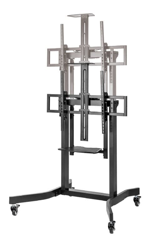 SUPORT de podea GEMBIRD, pt 1 TV/monitor, diag. max 55" - 100", max 120 kg, raft max 5 Kg, inclinare, roti, 1075x970x1445-2320mm, black, "TVS-100T-01" — miniatură