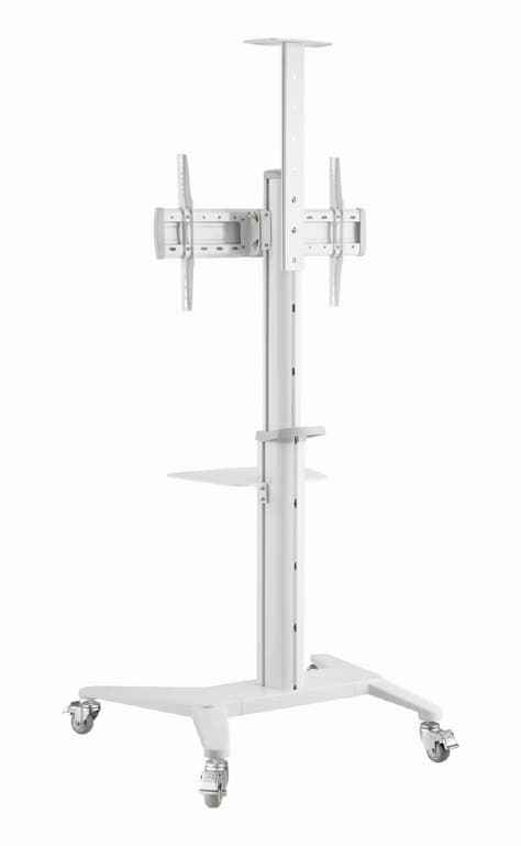 SUPORT de podea GEMBIRD, pt 1 TV/monitor, diag. max 37" - 70", max 70 kg, raft max 5 Kg, inclinare +5~-12 gr, rotatie 0-90 gr, roti, 772x648x2157mm, white, "TVS-70T-02-W" — miniatură