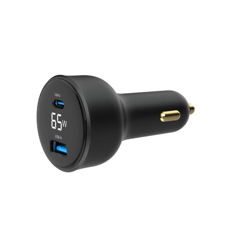 ALIMENTATOR auto GEMBIRD, 1 x USB-A QC3.0 max 30W + 1 x USB-C PD max 65W, LCD, pt. bricheta auto, black, "TA-UC-AC2PD65LCD-CAR-01"